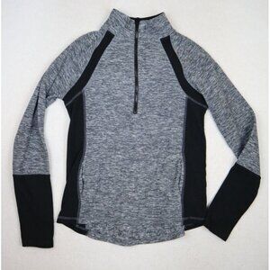 SO - WOMEN'S GRAY SOFT FLEEVE ATHLETIC 1/4 ZIP PULLOVER SWEATER SWEATSHIRT - M